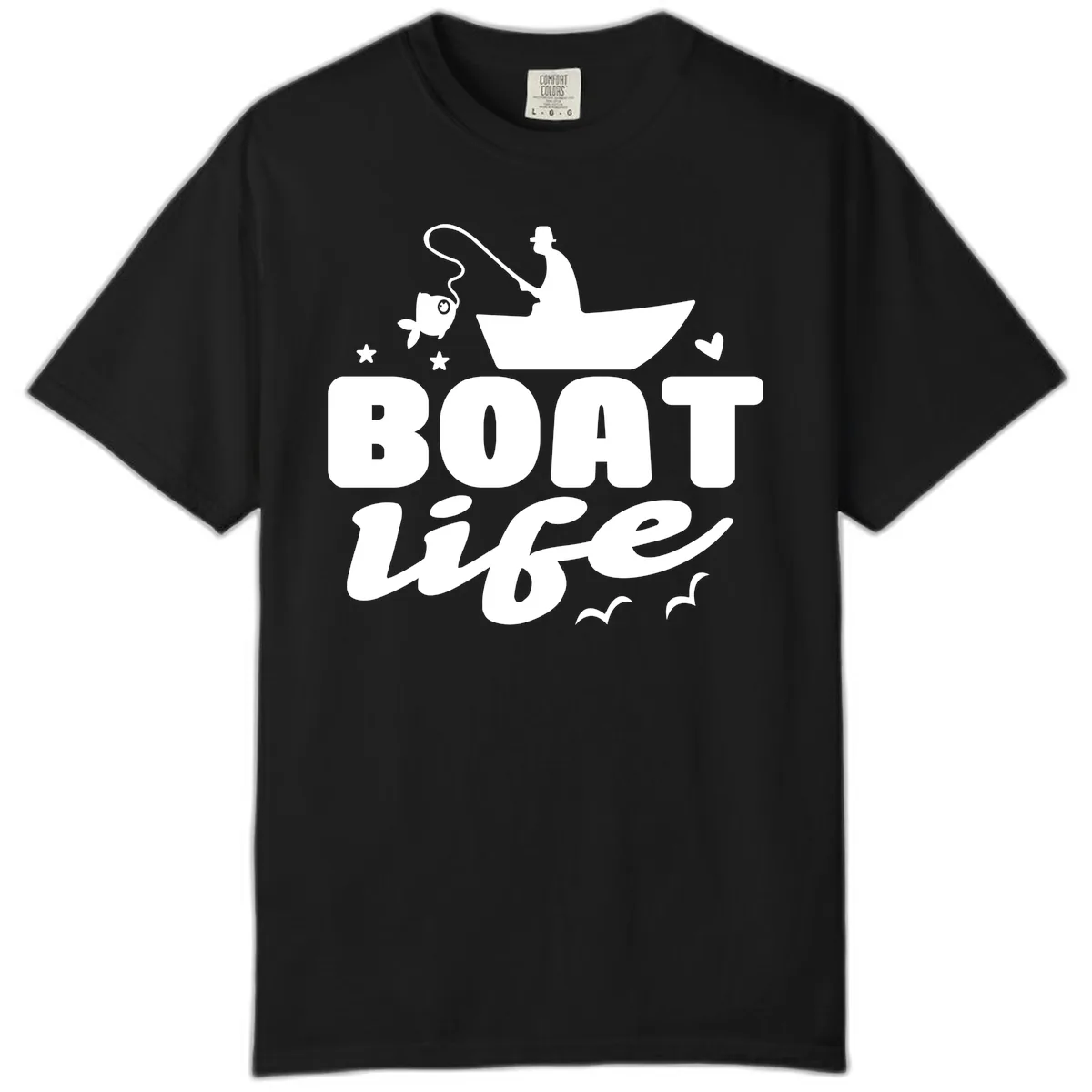 Boat Life Fisherman Fishing Design Comfort Color in Black