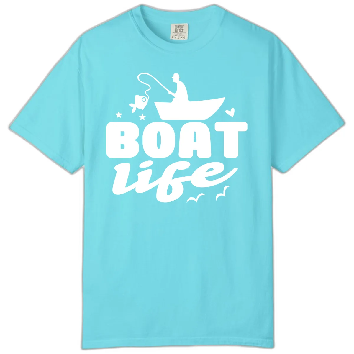 Boat Life Fisherman Fishing Design Comfort Color in Lagoon Blue