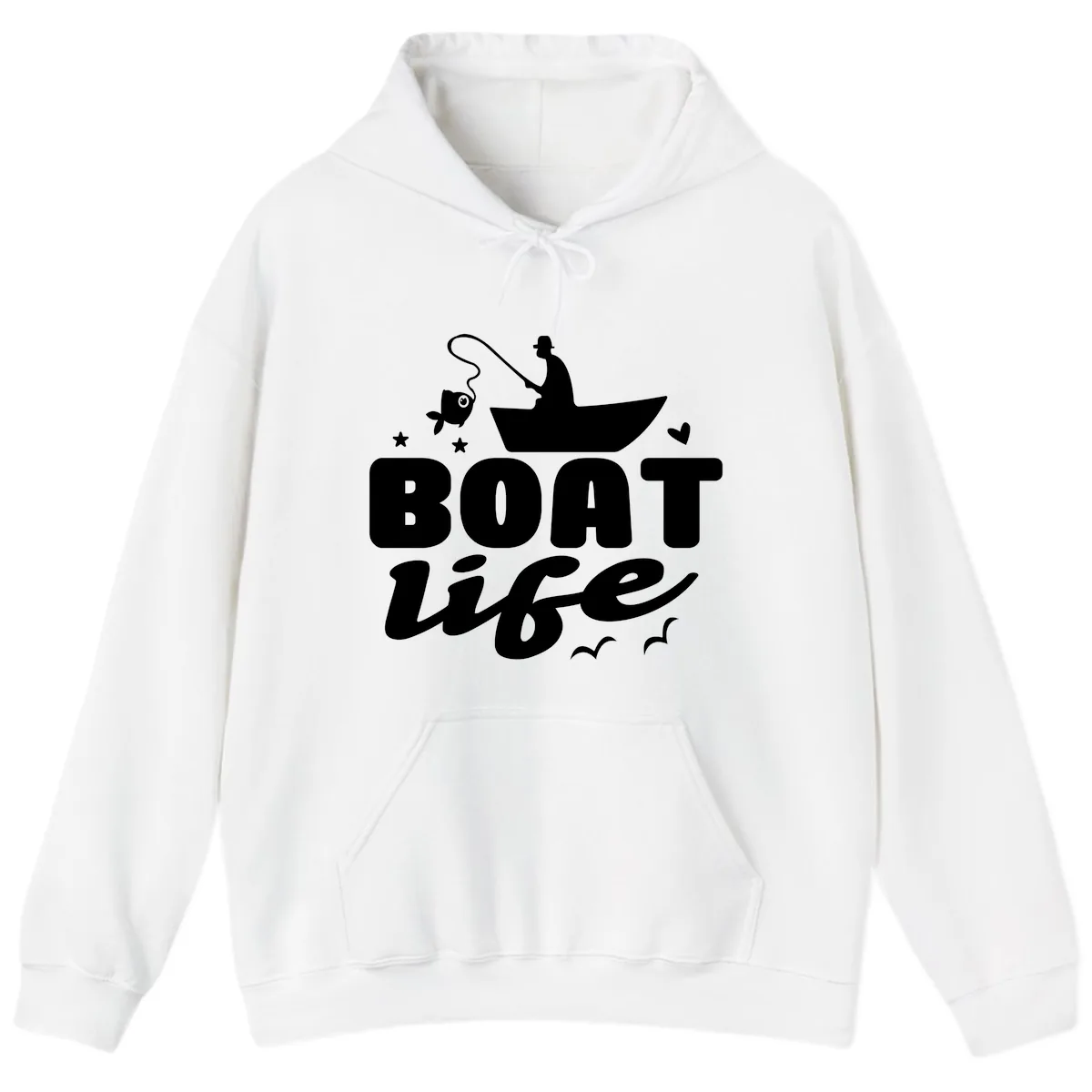Boat Life Fisherman Fishing Design Hoodie in White