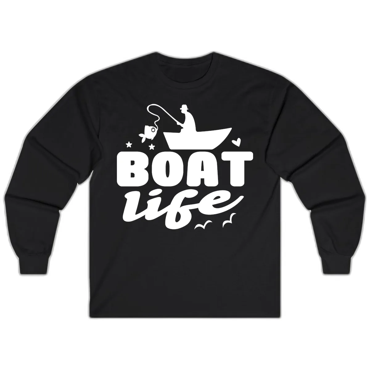 Boat Life Fisherman Fishing Design Long Sleeve in Black