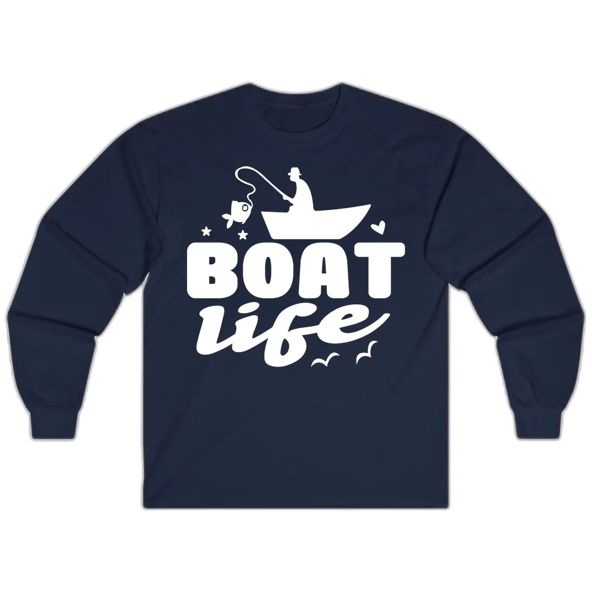 Boat Life Fisherman Fishing Design Long Sleeve in Navy