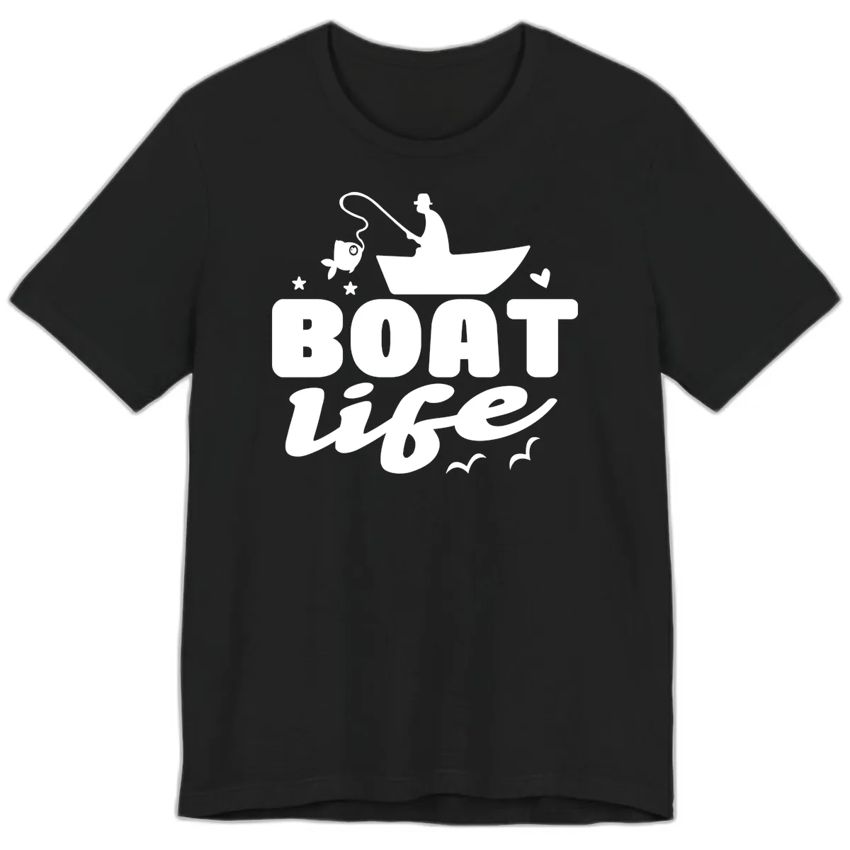 Boat Life Fisherman Fishing Design Premium T-Shirt in Black