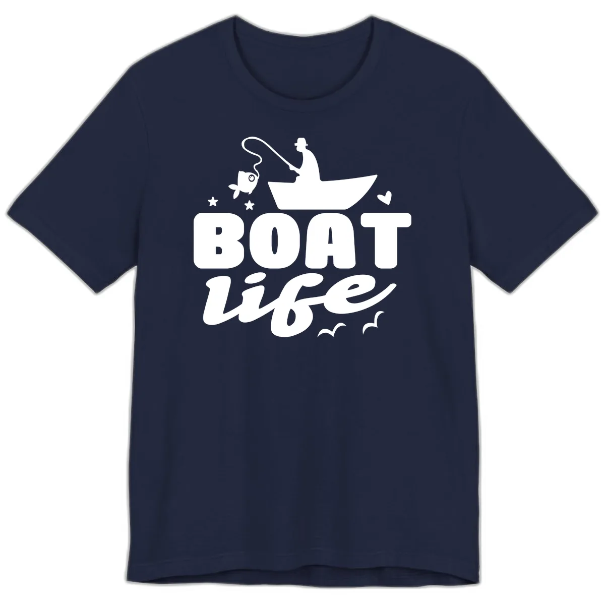 Boat Life Fisherman Fishing Design Premium T-Shirt in Navy