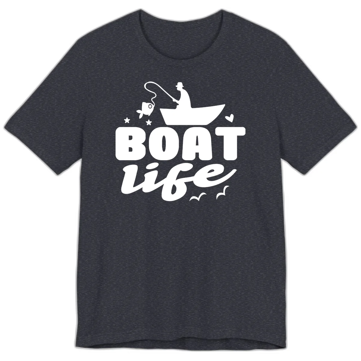 Boat Life Fisherman Fishing Design Premium T-Shirt in Heather Navy