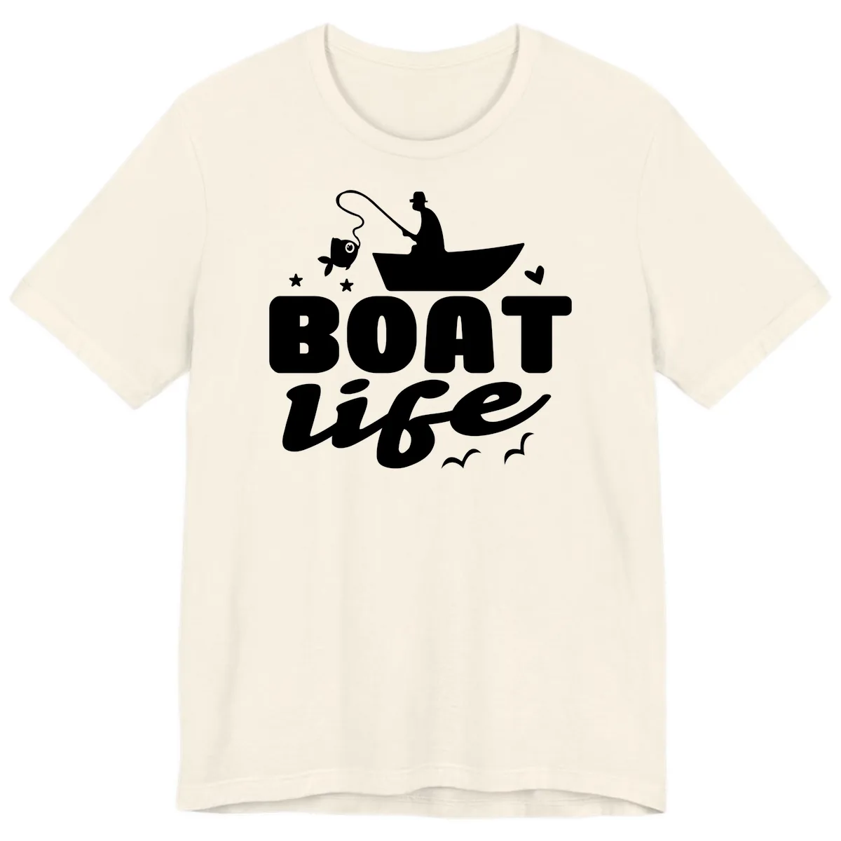 Boat Life Fisherman Fishing Design Premium T-Shirt in Natural