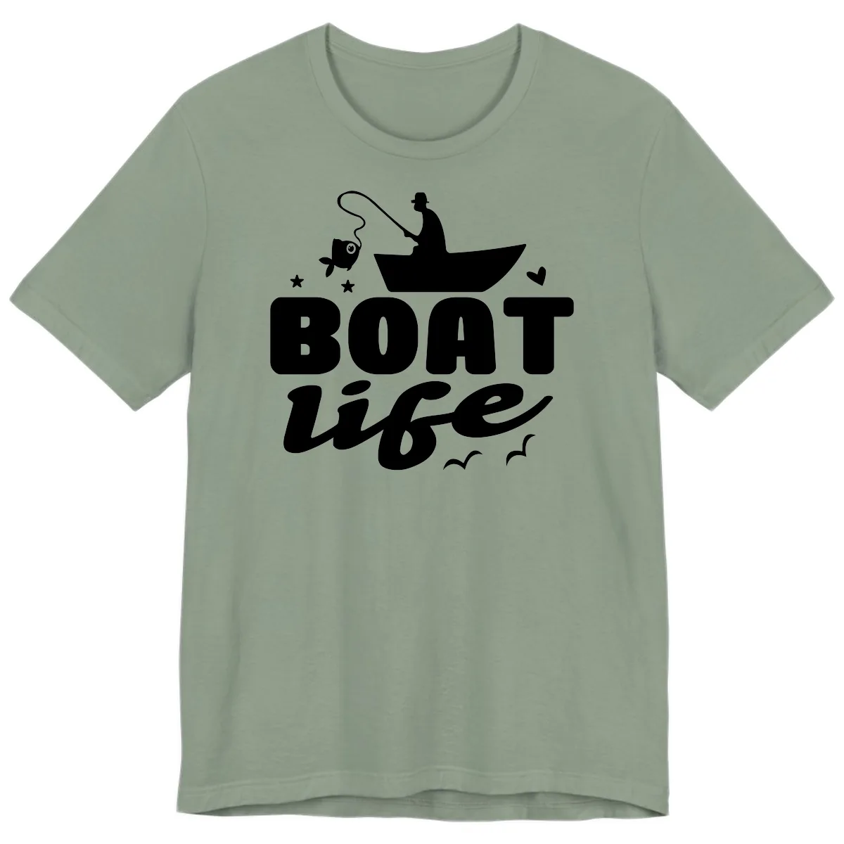 Boat Life Fisherman Fishing Design Premium T-Shirt in Sage