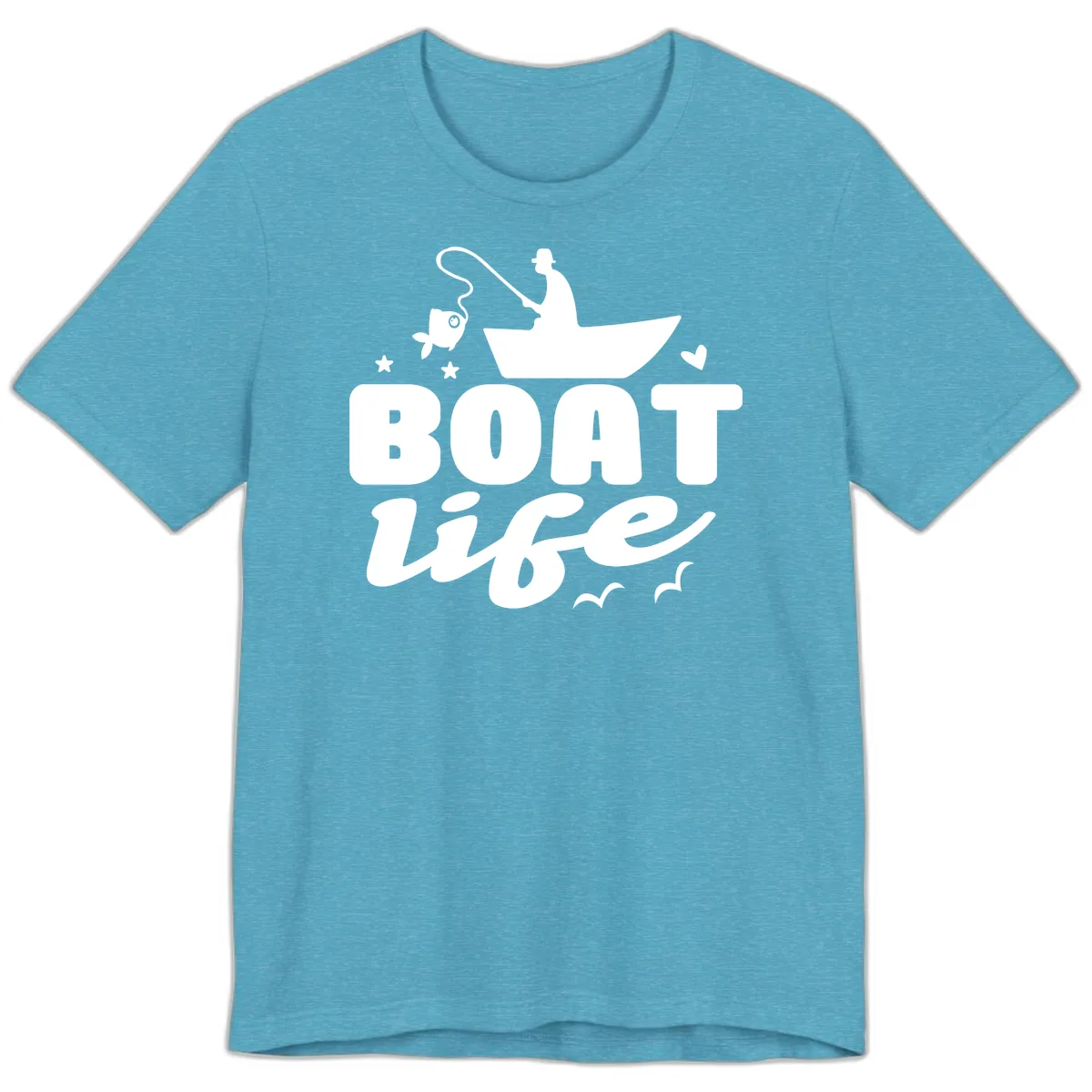 Boat Life Fisherman Fishing Design Premium T-Shirt in Heather Aqua