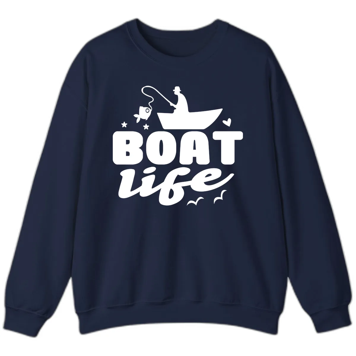 Boat Life Fisherman Fishing Design Sweatshirt in Navy