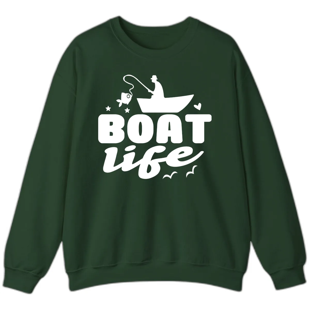 Boat Life Fisherman Fishing Design Sweatshirt in Forest Green