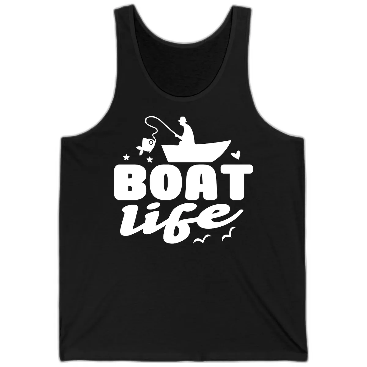 Boat Life Fisherman Fishing Design Tank in Black