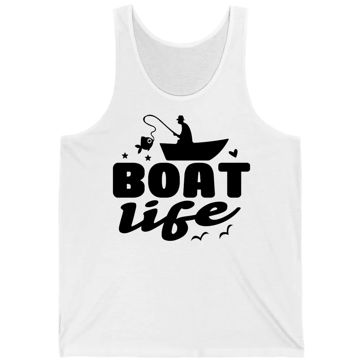 Boat Life Fisherman Fishing Design Tank in White