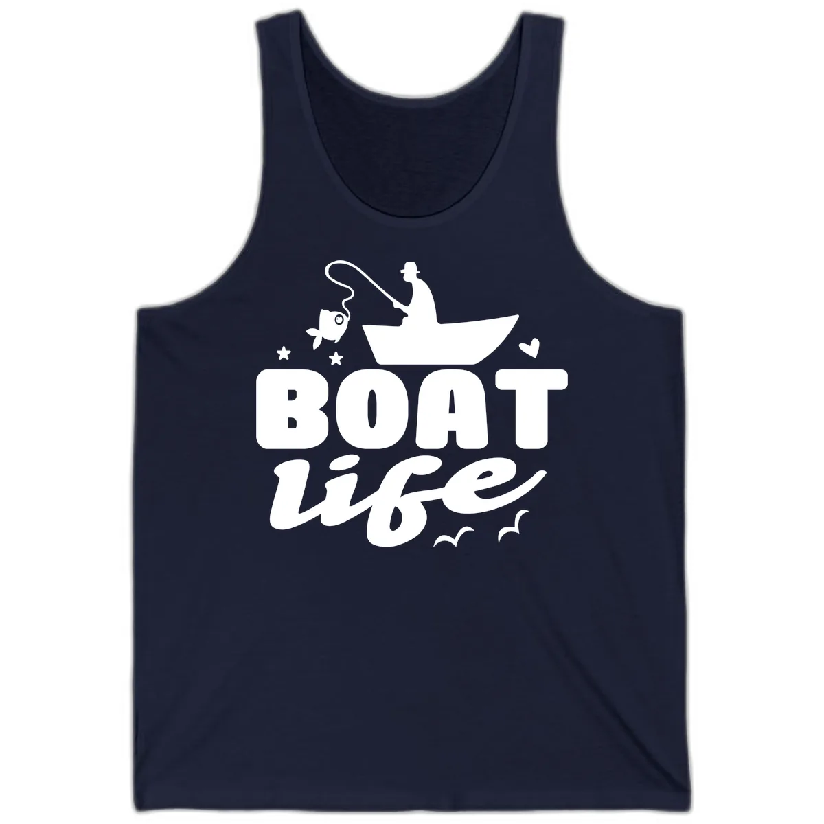 Boat Life Fisherman Fishing Design Tank in Navy
