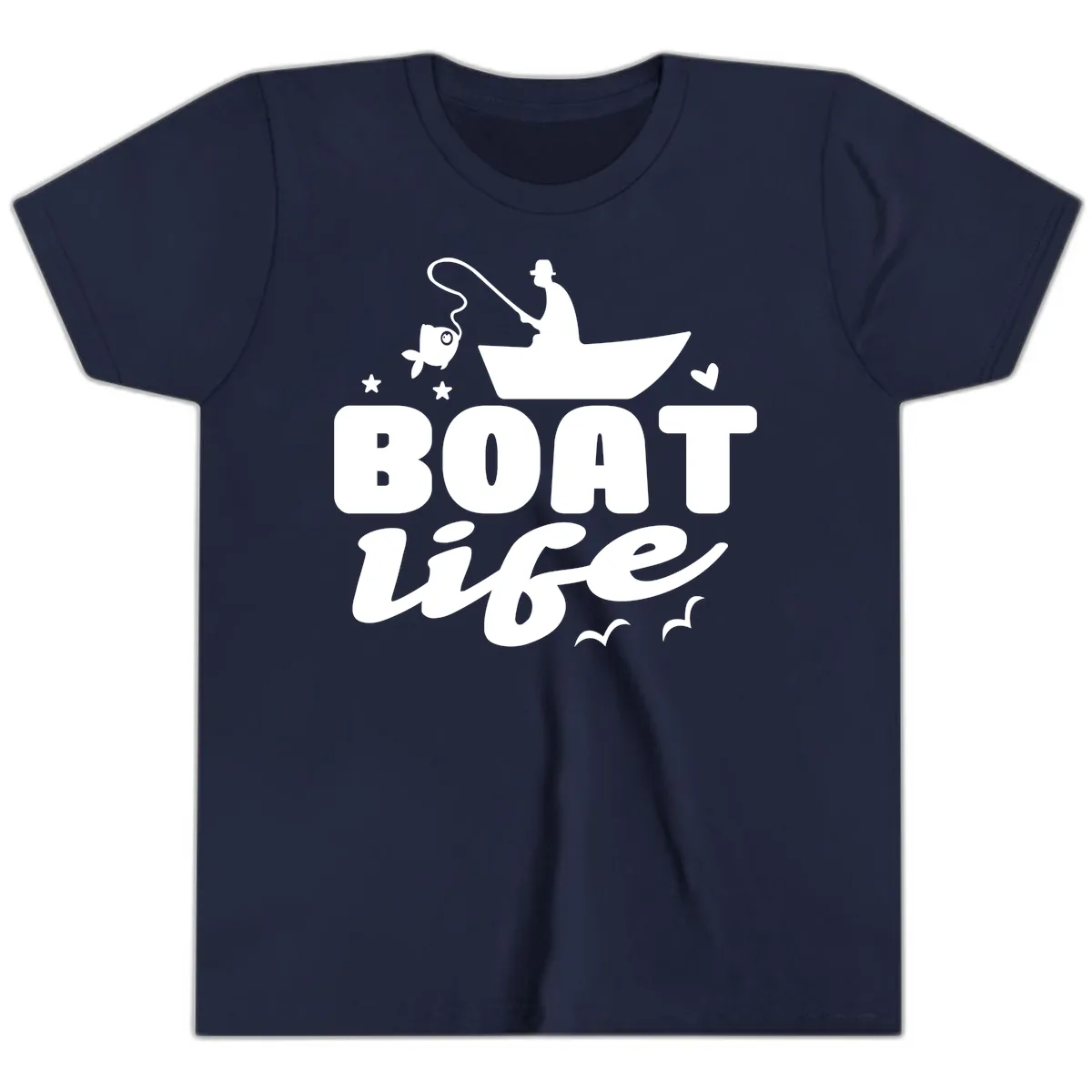Boat Life Fisherman Fishing Design Youth T-Shirt in Navy