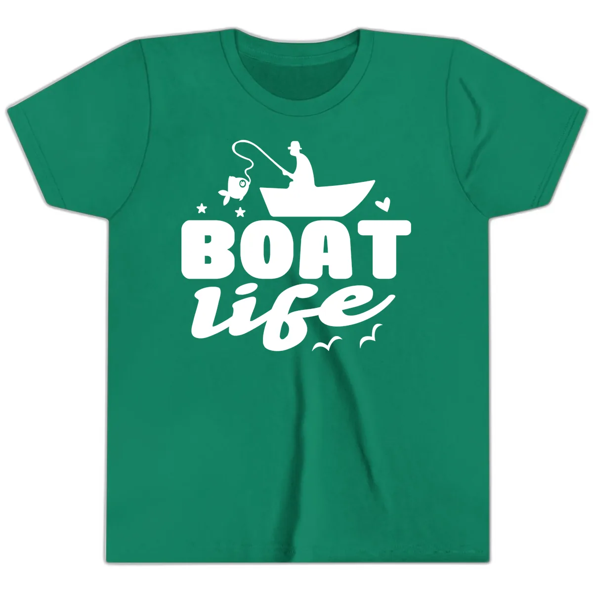 Boat Life Fisherman Fishing Design Youth T-Shirt in Kelly