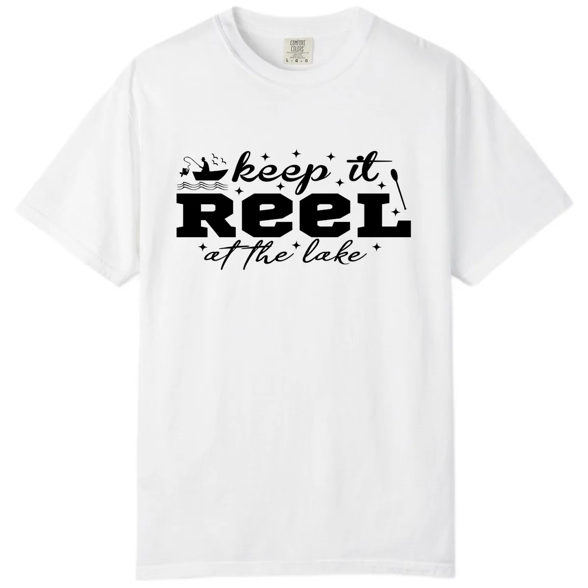 Keep It Reel At The Lake Fishing Design Comfort Color in White