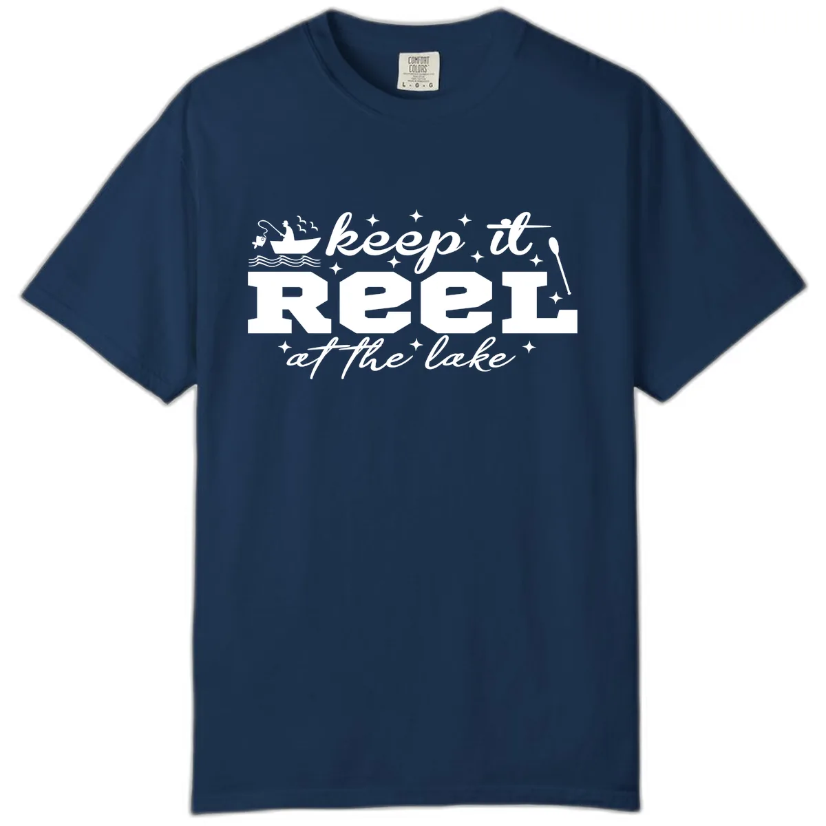 Keep It Reel At The Lake Fishing Design Comfort Color in Navy
