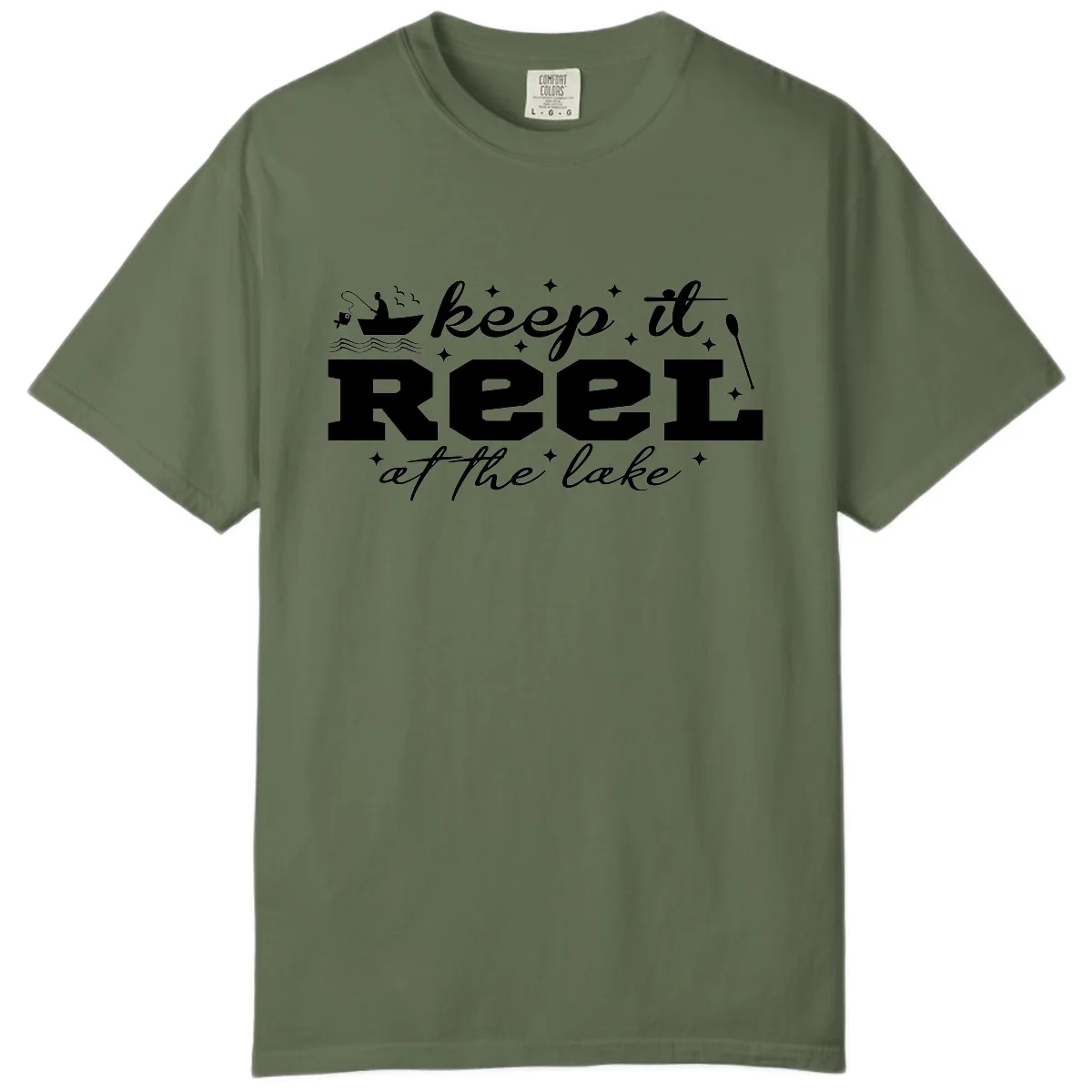 Keep It Reel At The Lake Fishing Design Comfort Color in Sage