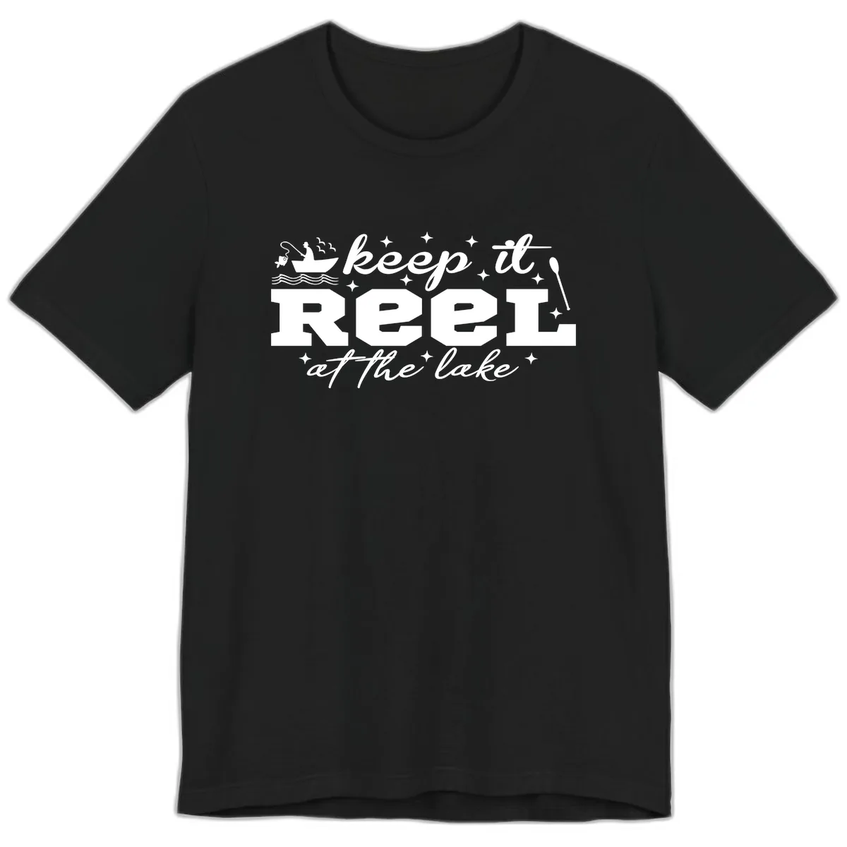 Keep It Reel At The Lake Fishing Design Premium T-Shirt in Black