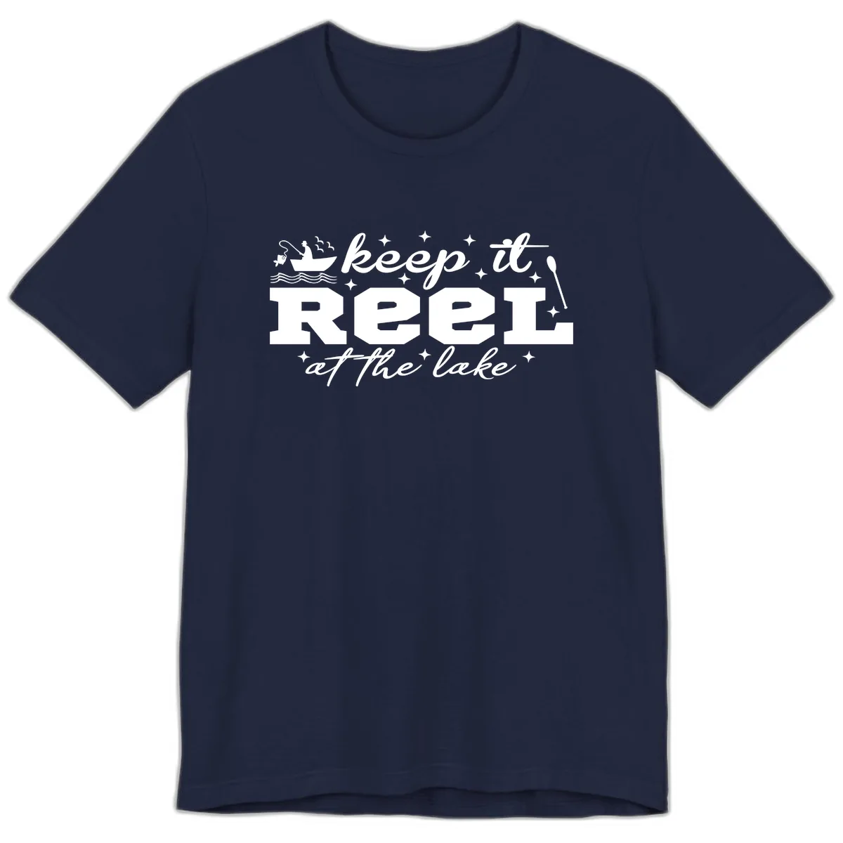 Keep It Reel At The Lake Fishing Design Premium T-Shirt in Navy