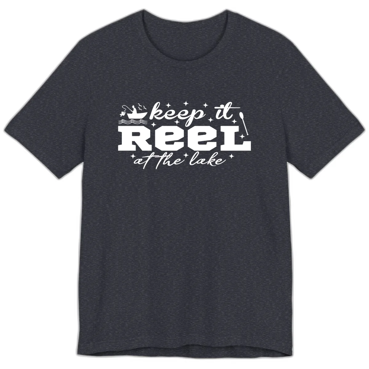 Keep It Reel At The Lake Fishing Design Premium T-Shirt in Heather Navy