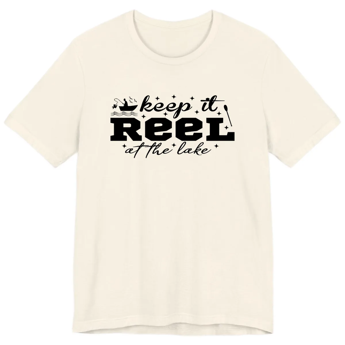 Keep It Reel At The Lake Fishing Design Premium T-Shirt in Natural