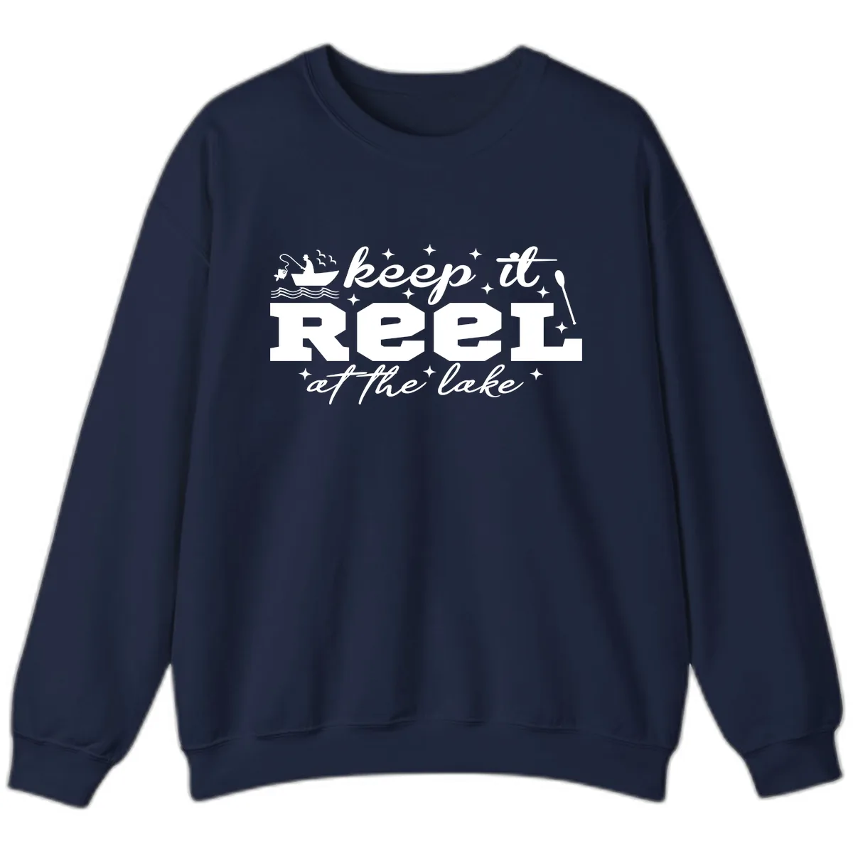 Keep It Reel At The Lake Fishing Design Sweatshirt in Navy