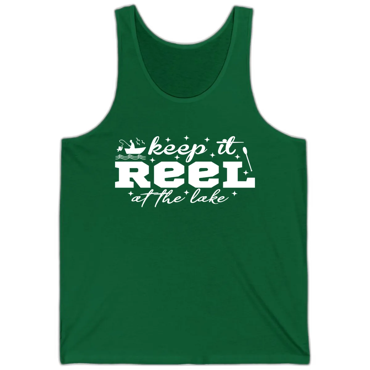 Keep It Reel At The Lake Fishing Design Tank in Kelly
