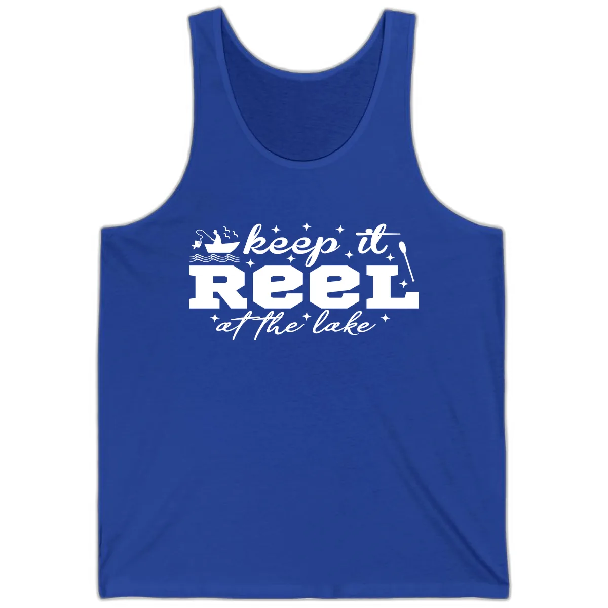 Keep It Reel At The Lake Fishing Design Tank in True Royal