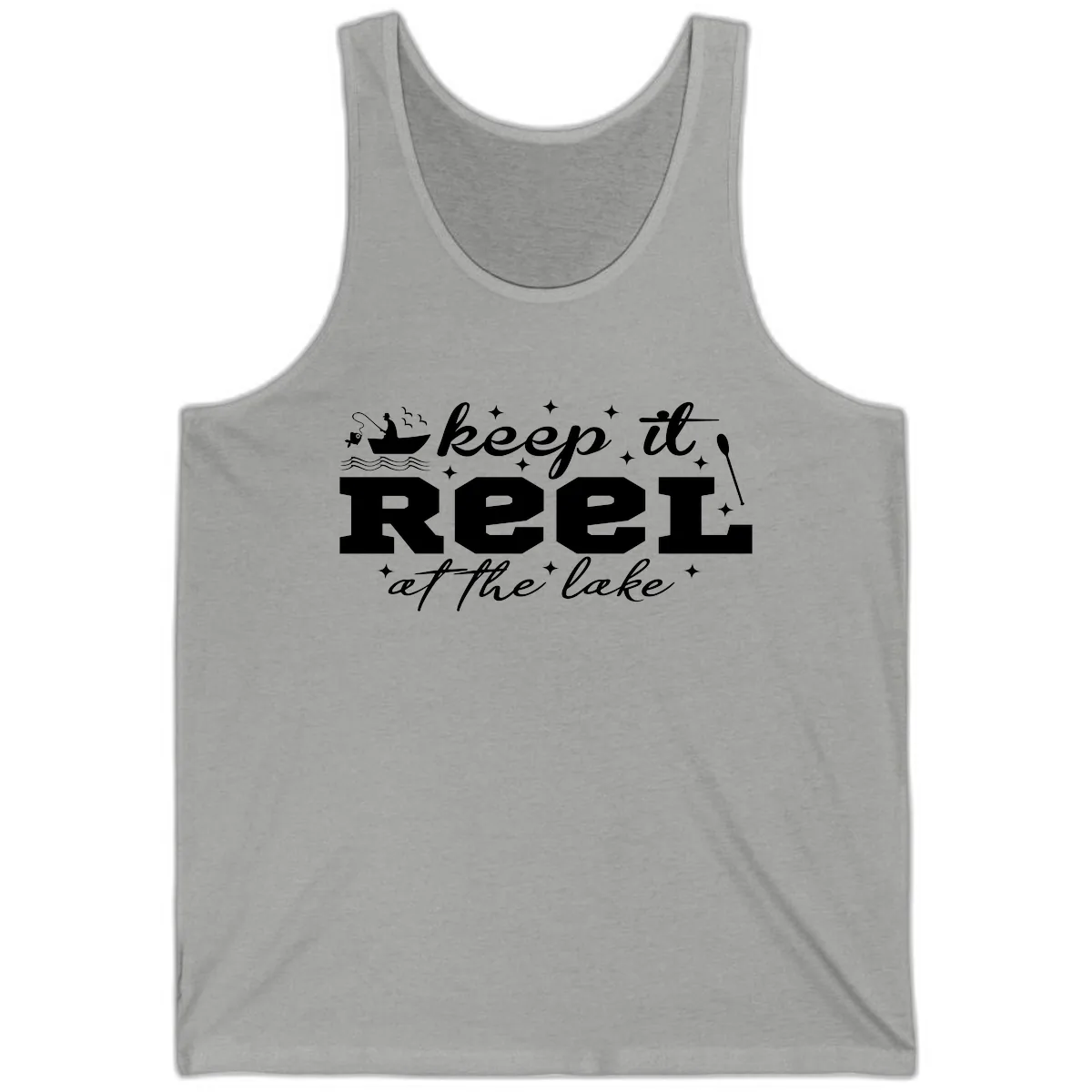 Keep It Reel At The Lake Fishing Design Tank in Athletic Heather