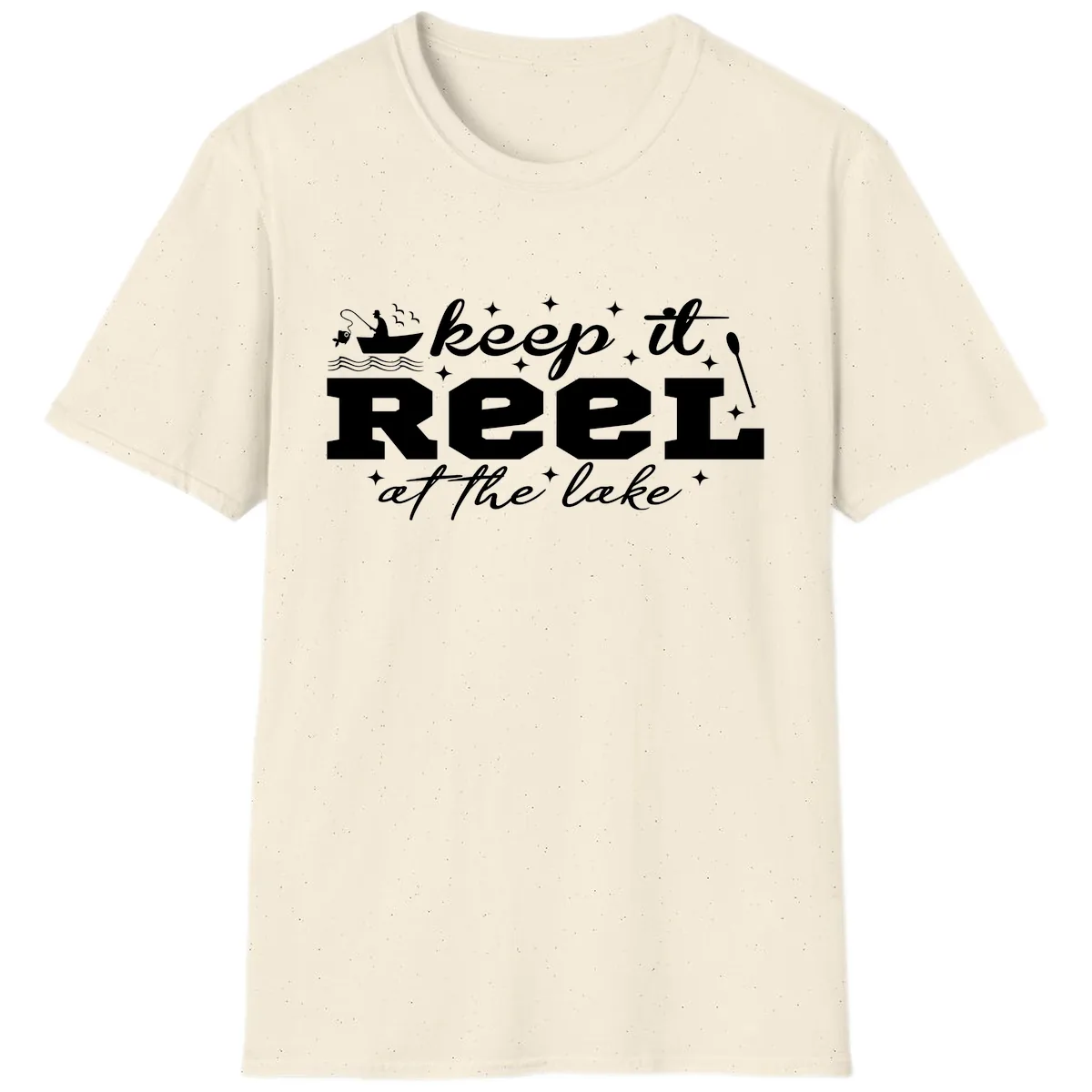 Keep It Reel At The Lake Fishing Design T-Shirt in Natural