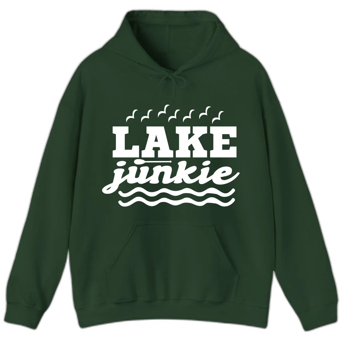 Lake Junkie Paddle Board Design Hoodie in Forest Green