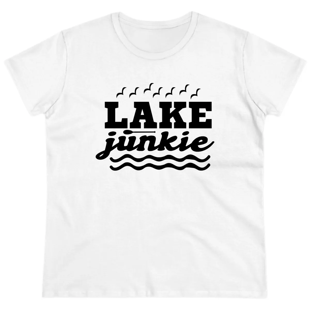 Lake Junkie Paddle Board Design Ladies Tee in White