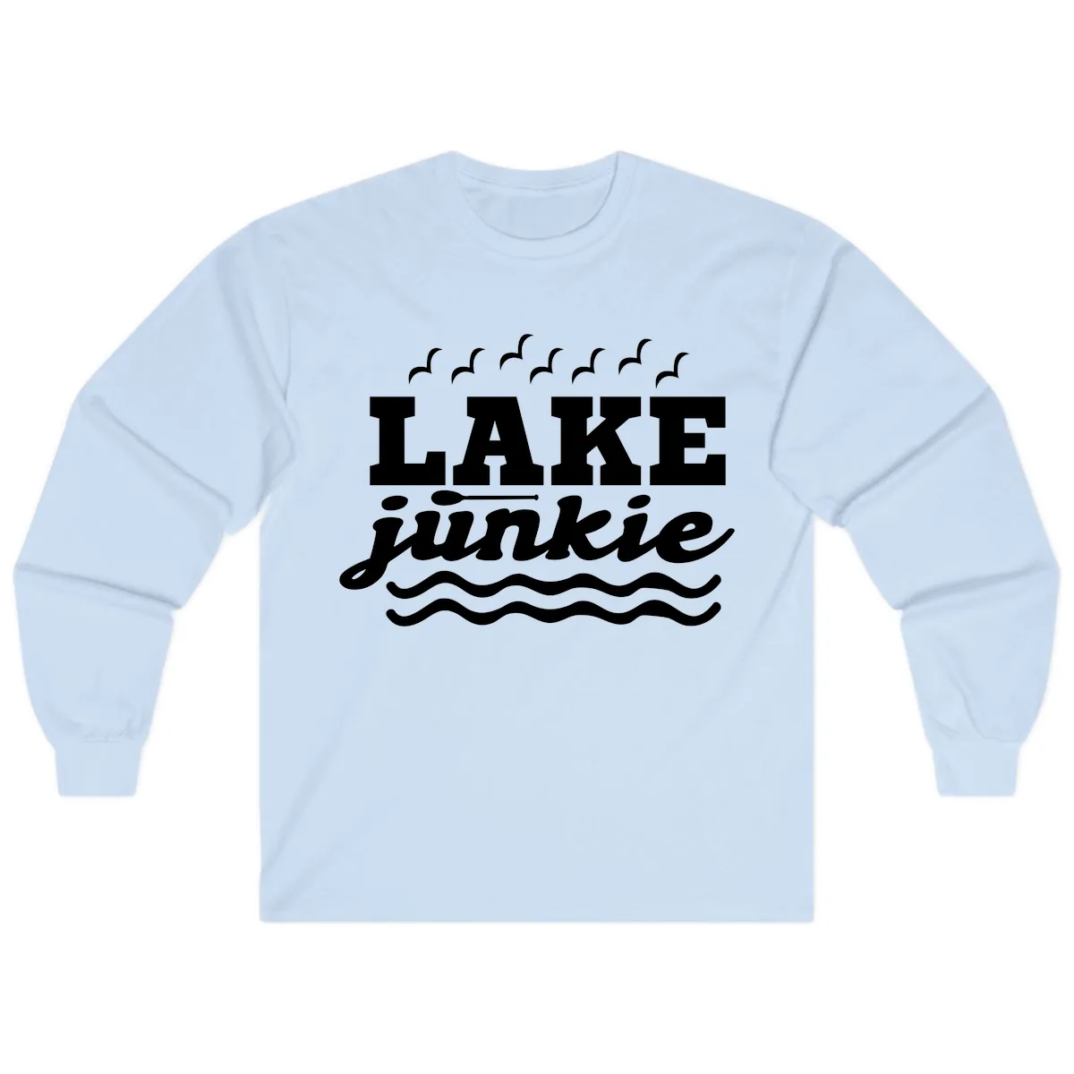 Lake Junkie Paddle Board Design Long Sleeve in Light Blue