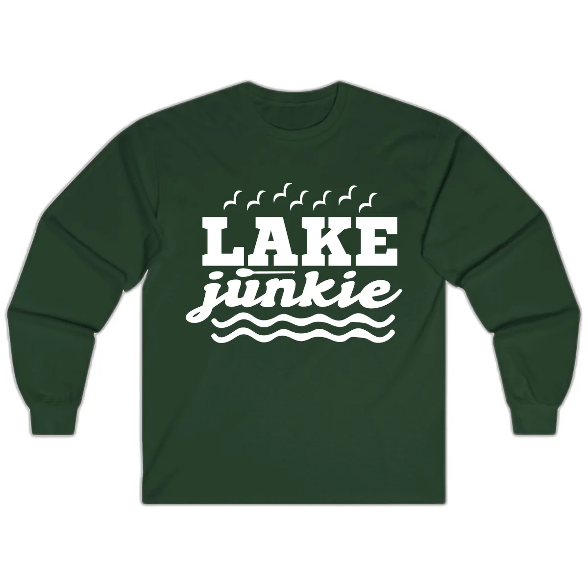 Lake Junkie Paddle Board Design Long Sleeve in Forest Green
