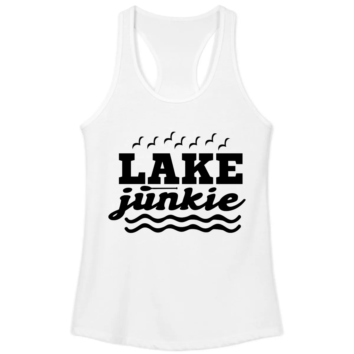 Lake Junkie Paddle Board Design Ladies Tank in White