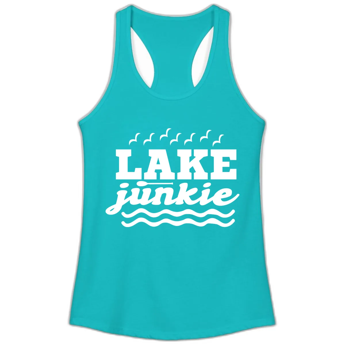 Lake Junkie Paddle Board Design Ladies Tank in Tahiti Blue