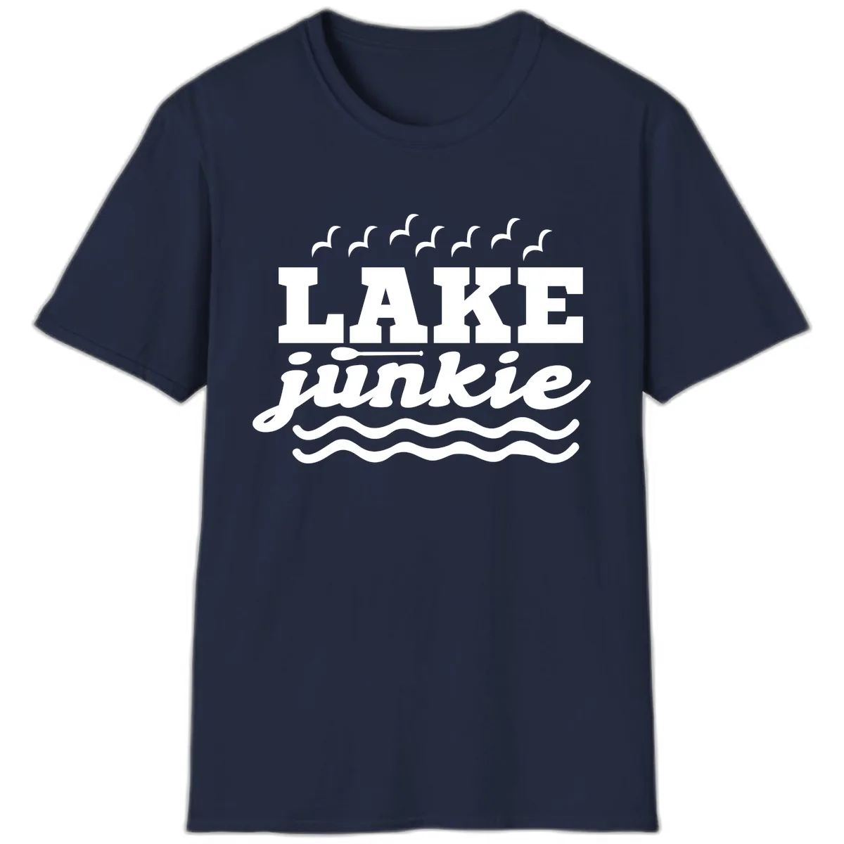 Lake Junkie Paddle Board Design T-Shirt in Navy