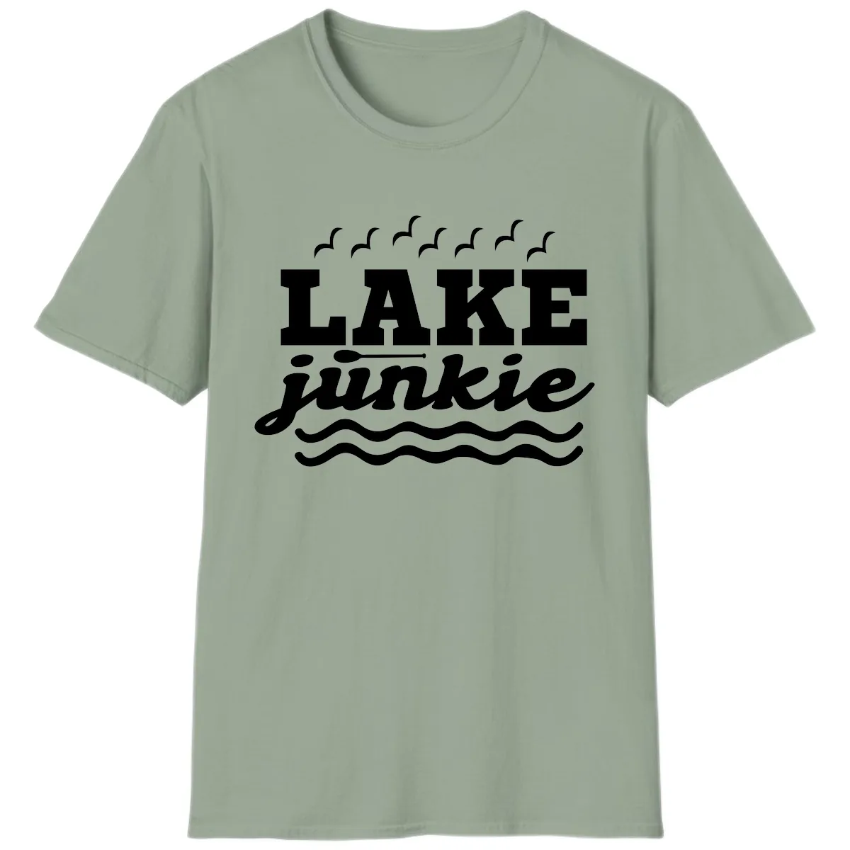 Lake Junkie Paddle Board Design T-Shirt in Sage
