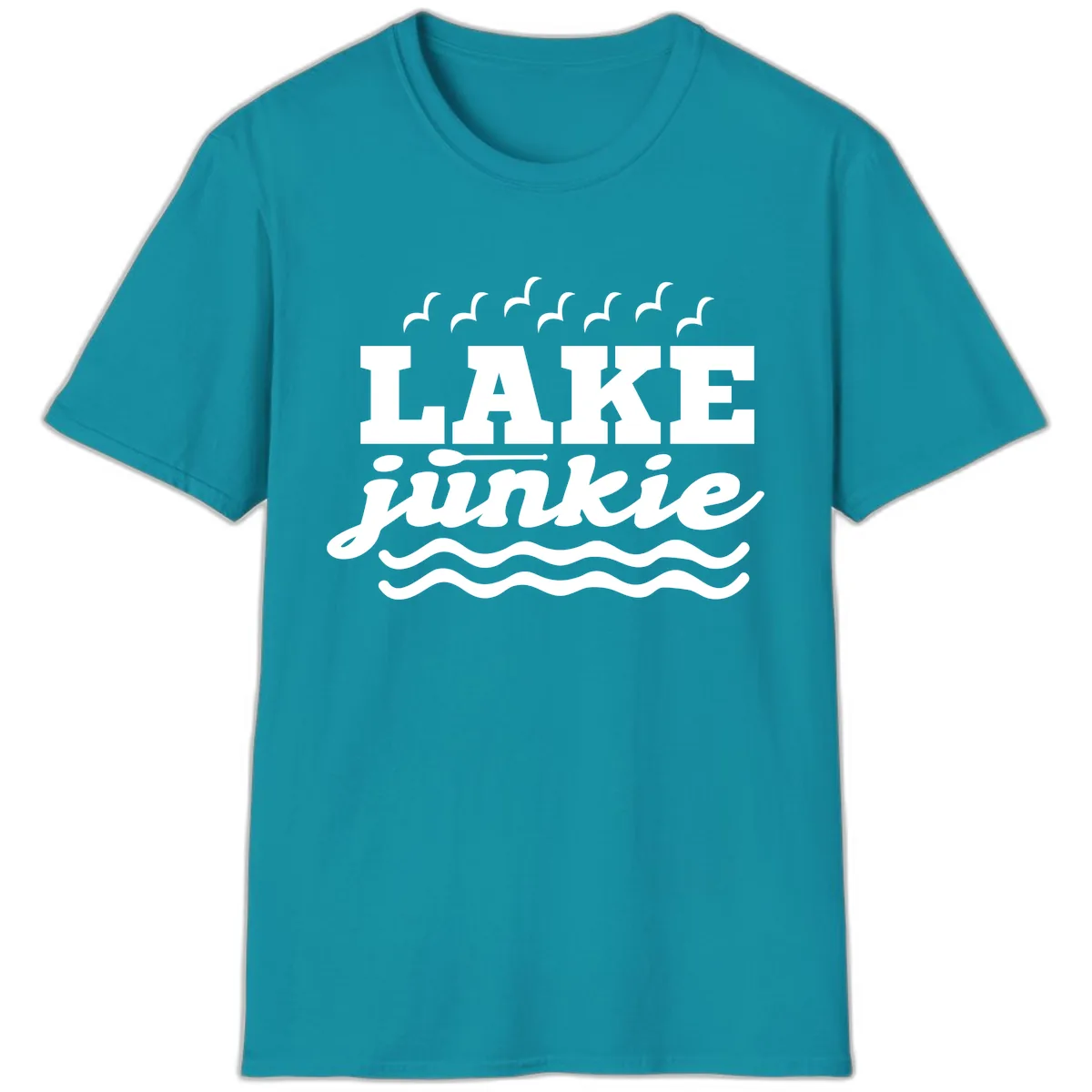 Lake Junkie Paddle Board Design T-Shirt in Tropical Blue