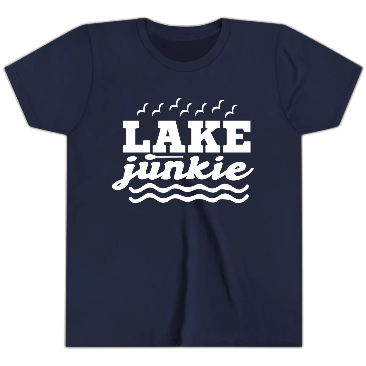 Lake Junkie Paddle Board Design Youth T-Shirt in Navy