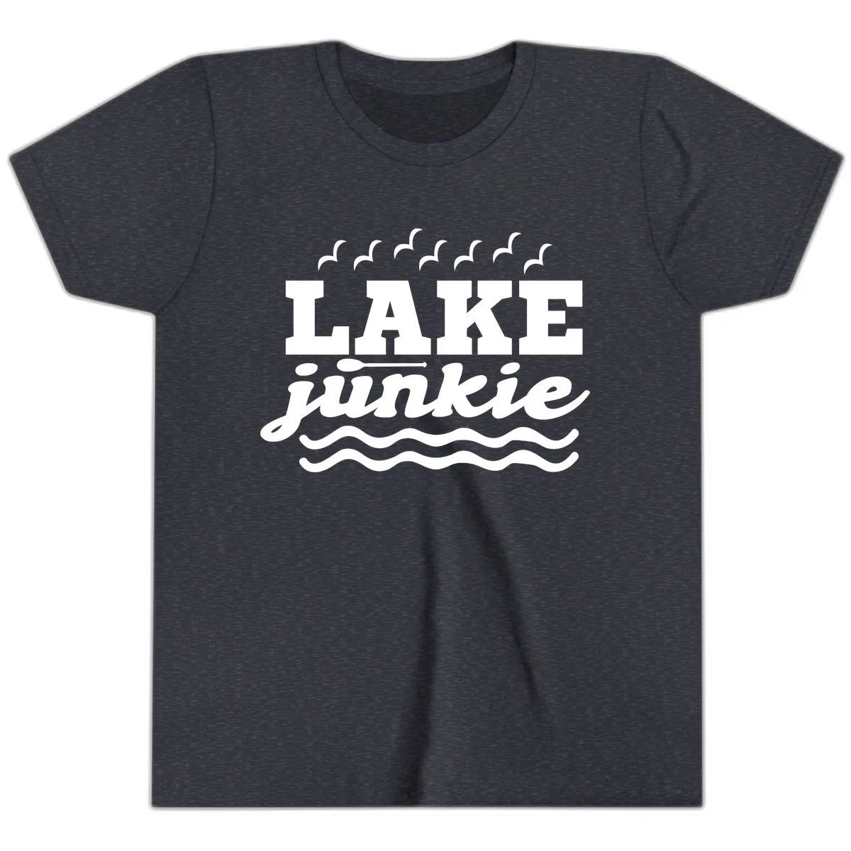 Lake Junkie Paddle Board Design Youth T-Shirt in Heather Navy