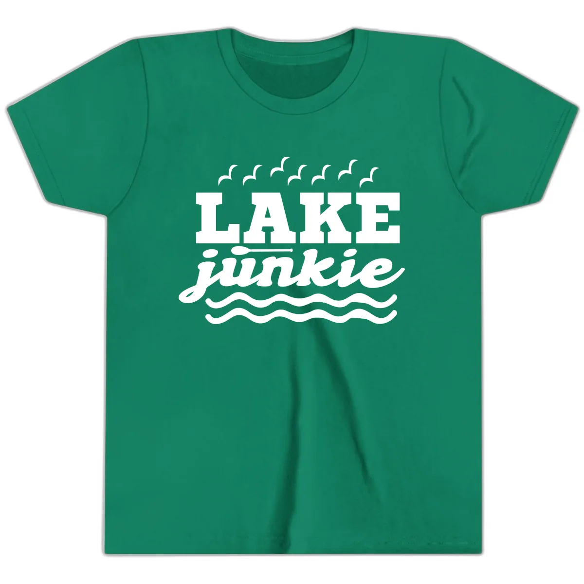 Lake Junkie Paddle Board Design Youth T-Shirt in Kelly