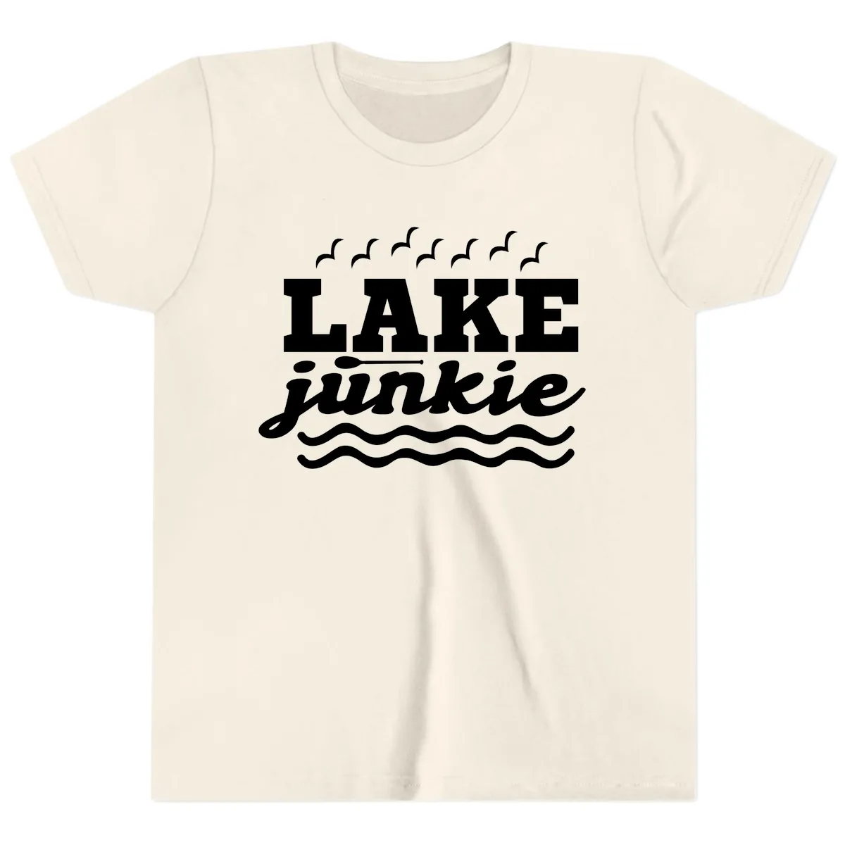 Lake Junkie Paddle Board Design Youth T-Shirt in Natural