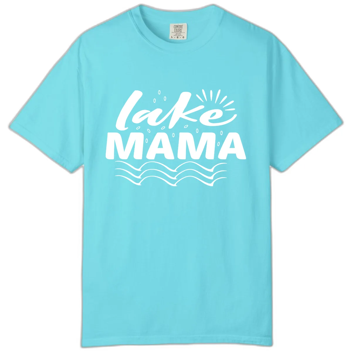 Lake Mama Script and Wave Design Comfort Color in Lagoon Blue