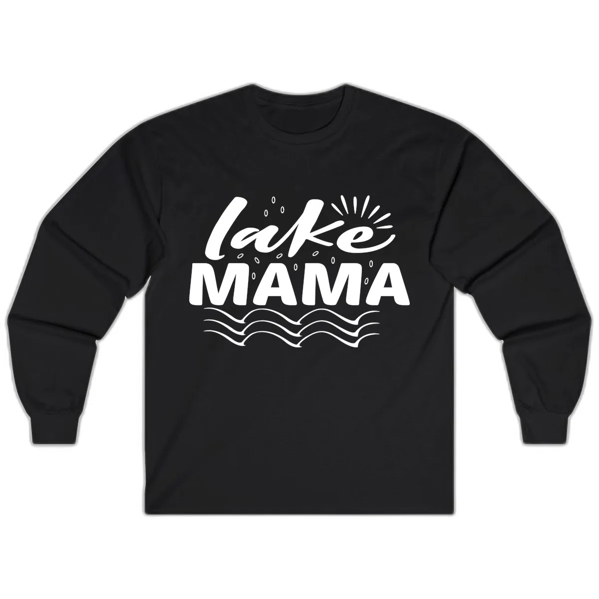 Lake Mama Script and Wave Design Long Sleeve in Black