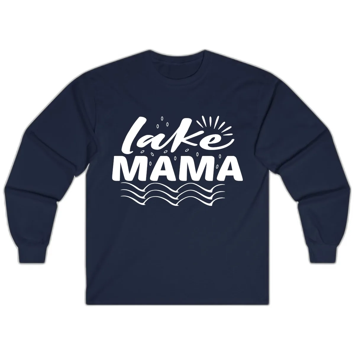 Lake Mama Script and Wave Design Long Sleeve in Navy