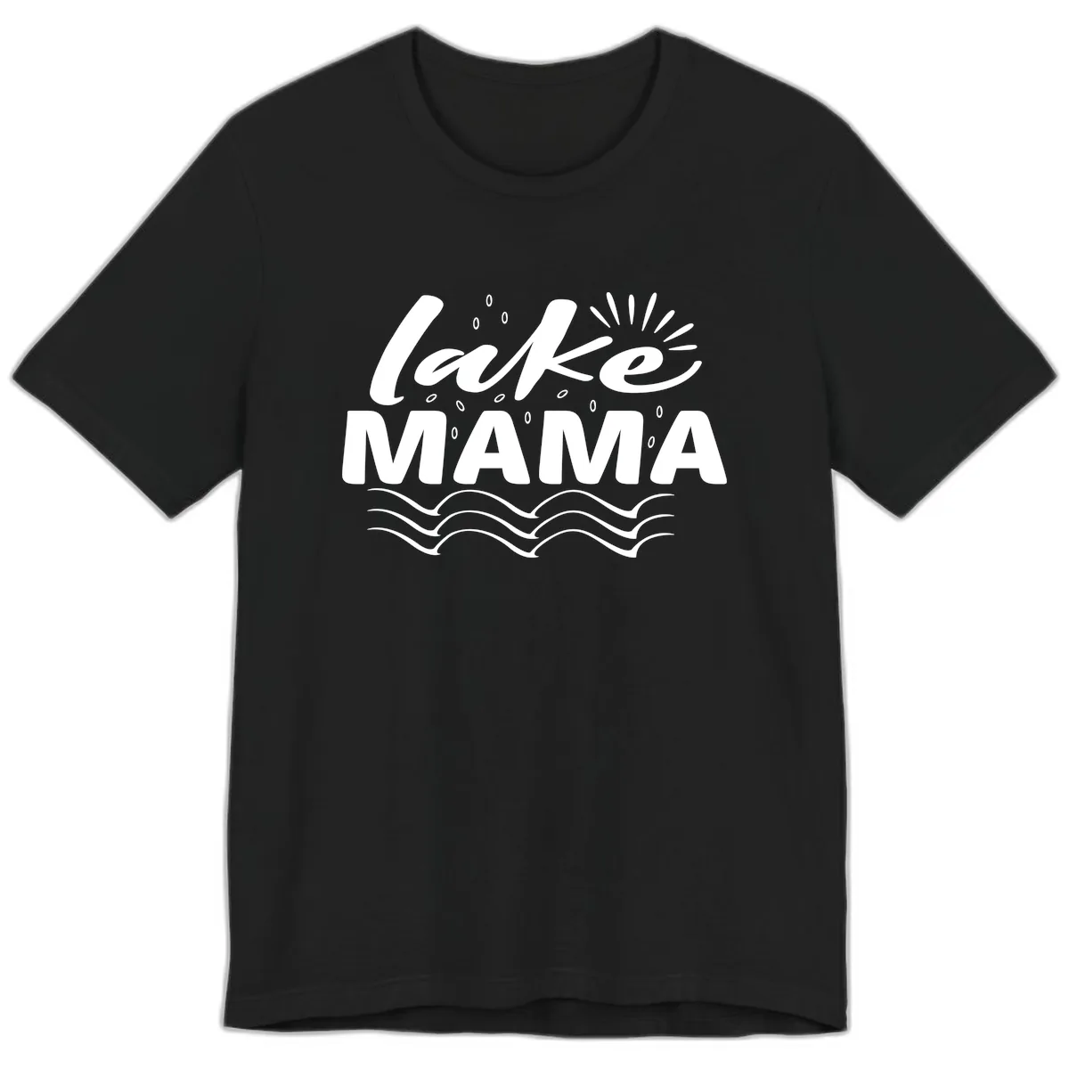 Lake Mama Script and Wave Design Premium T-Shirt in Black
