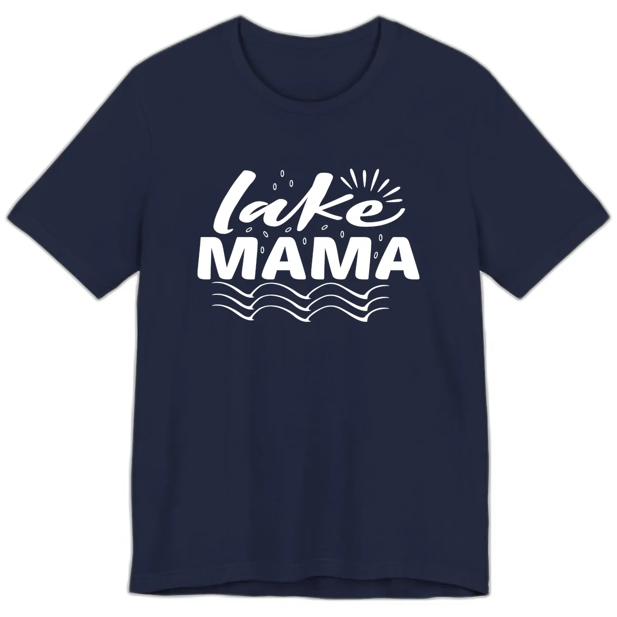 Lake Mama Script and Wave Design Premium T-Shirt in Navy