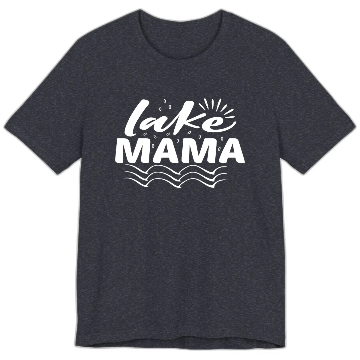 Lake Mama Script and Wave Design Premium T-Shirt in Heather Navy