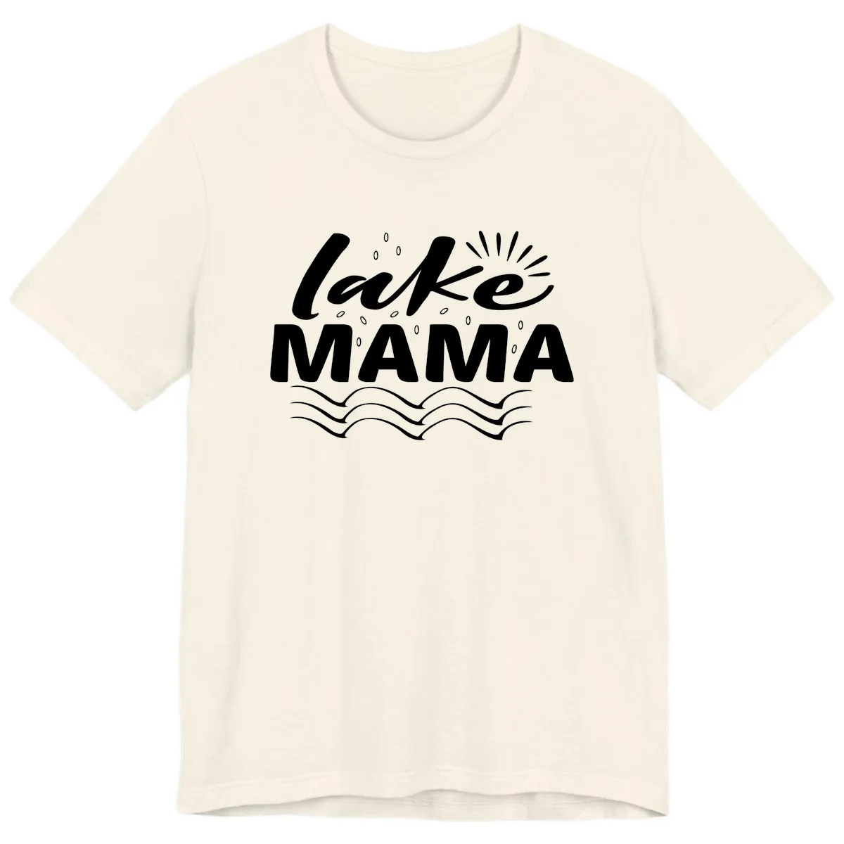 Lake Mama Script and Wave Design Premium T-Shirt in Natural